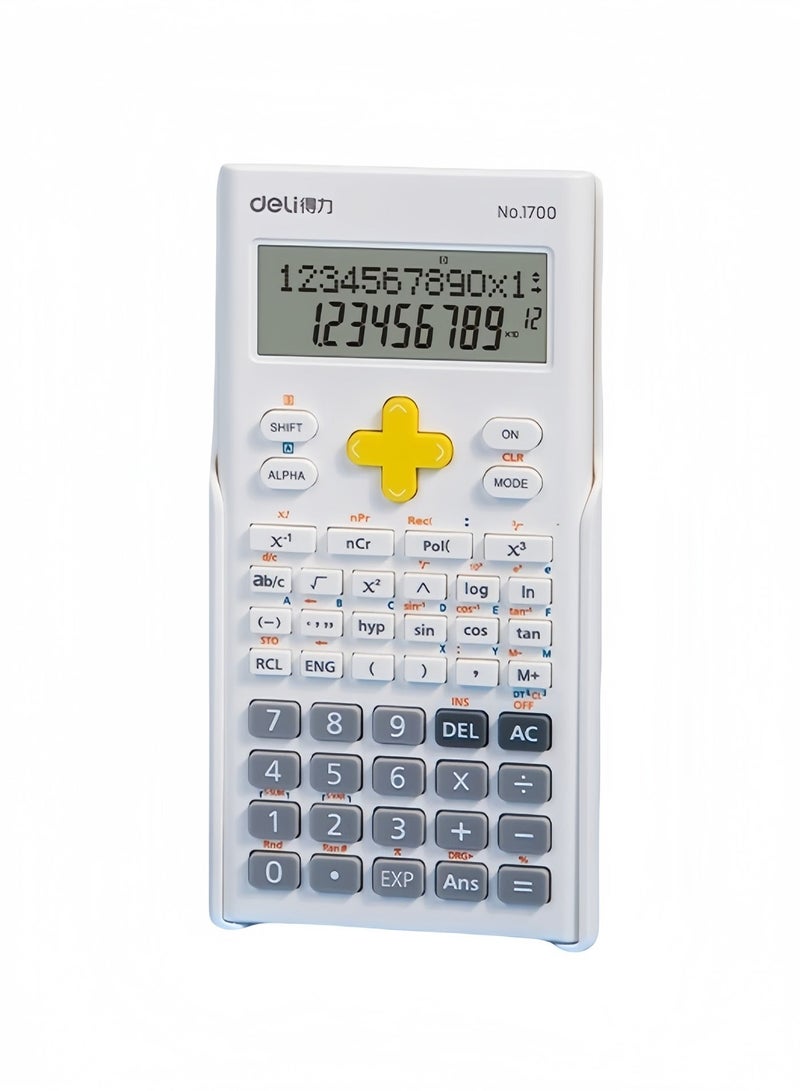 Deli Scientific calculator double line display function calculator 10+2 students middle and university school with large screen white - Image 2